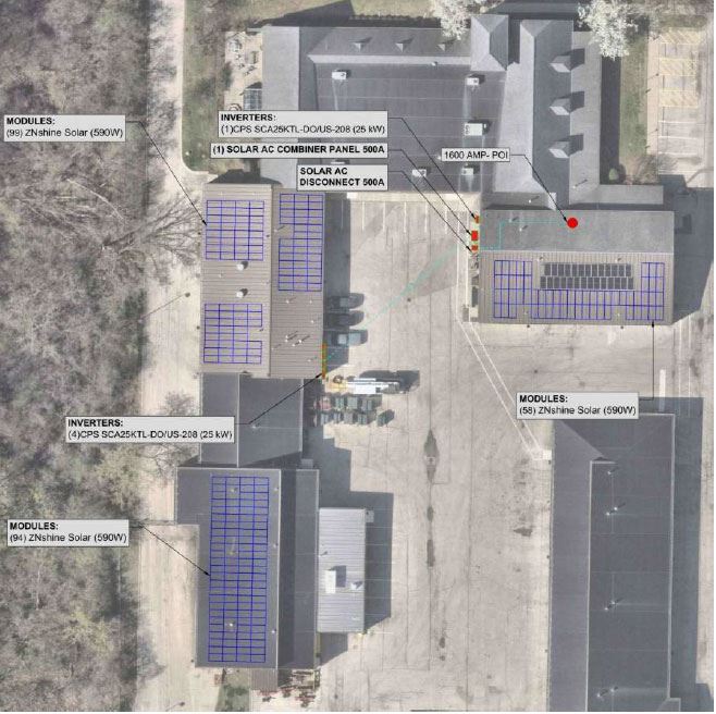 An image showing proposed solar panels on a rooftop